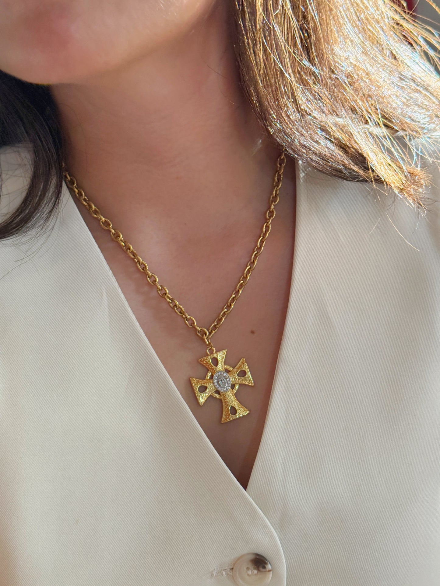 Cadena cruz XL con fe