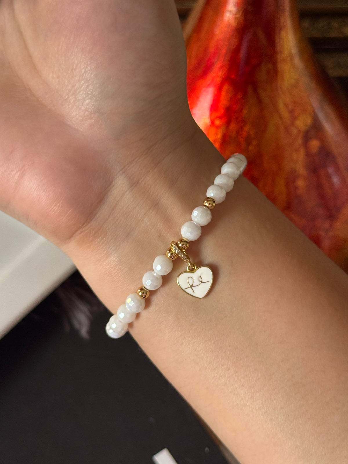 Pulsera cristales con corazón fe