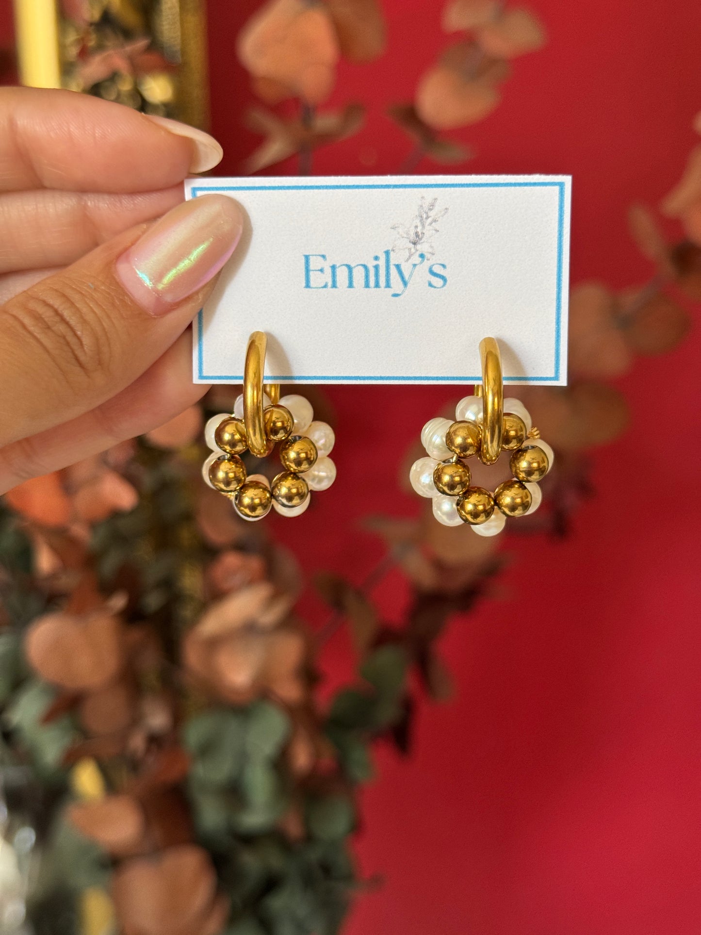 Emma Hoops con perlas y balines