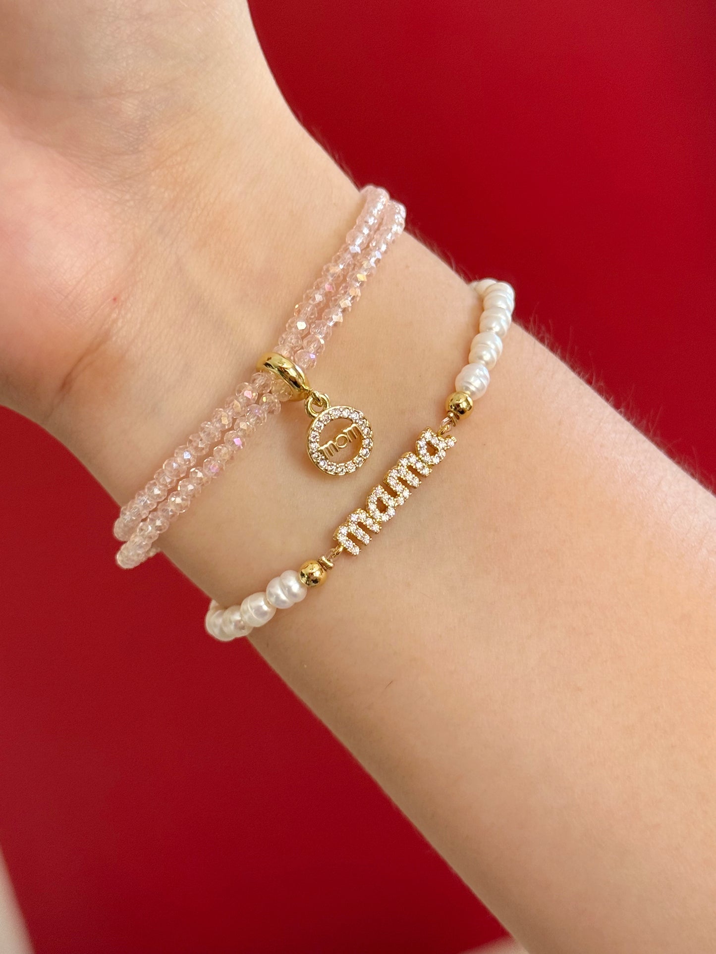 Pulsera perlas Mamá zirconias