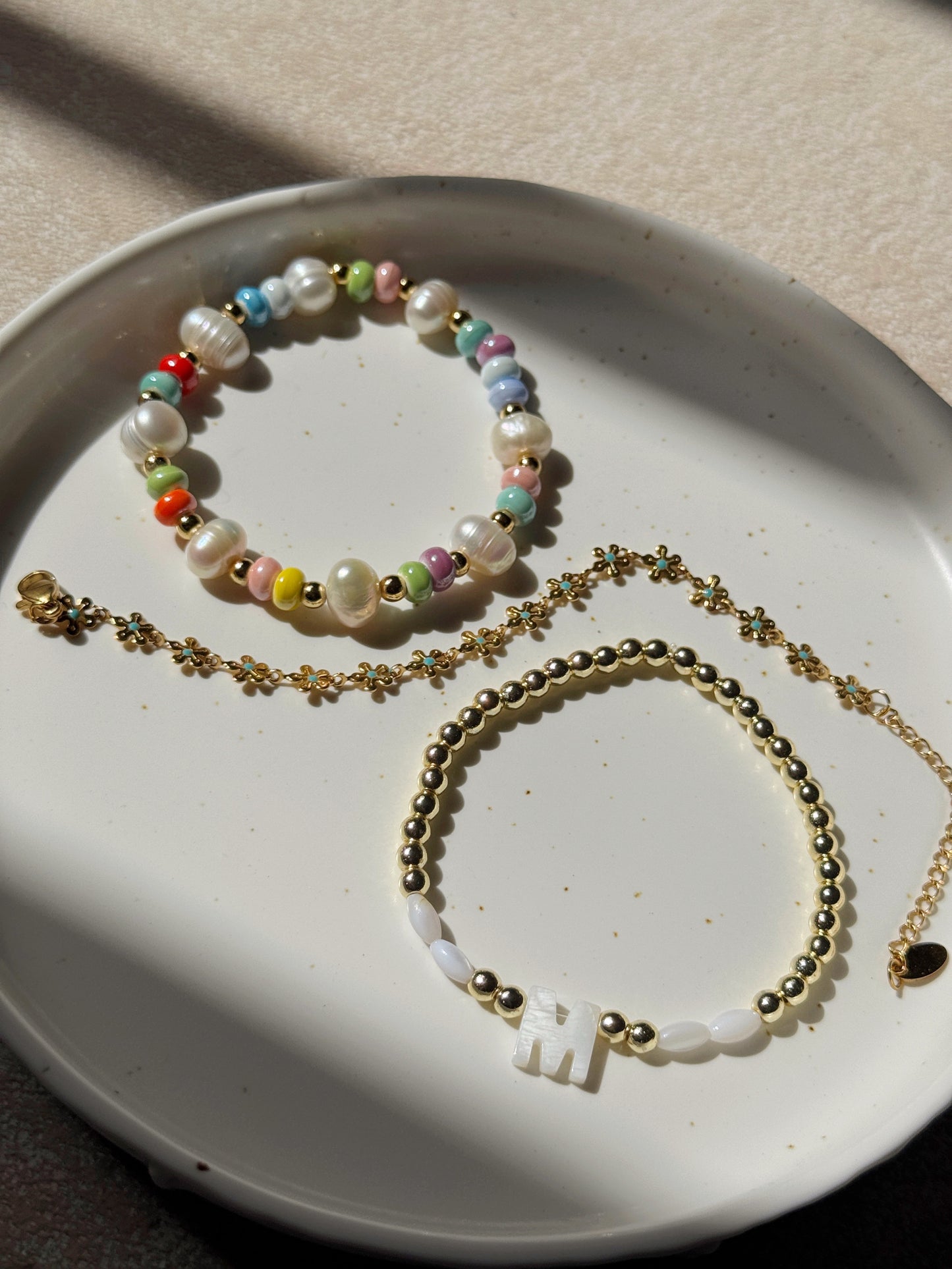 Pulsera perlas, donas de colores y Fiori