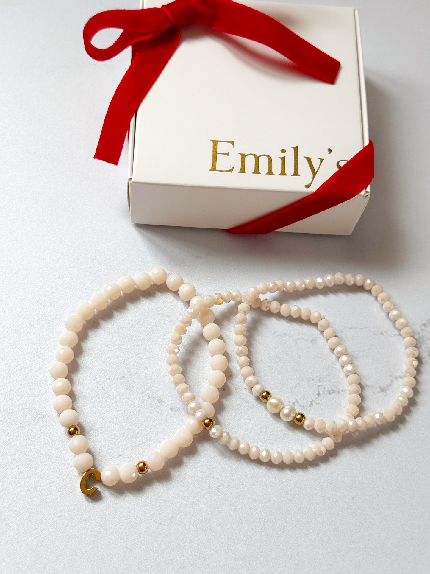 Set pulsera de cristales con inicial 3D