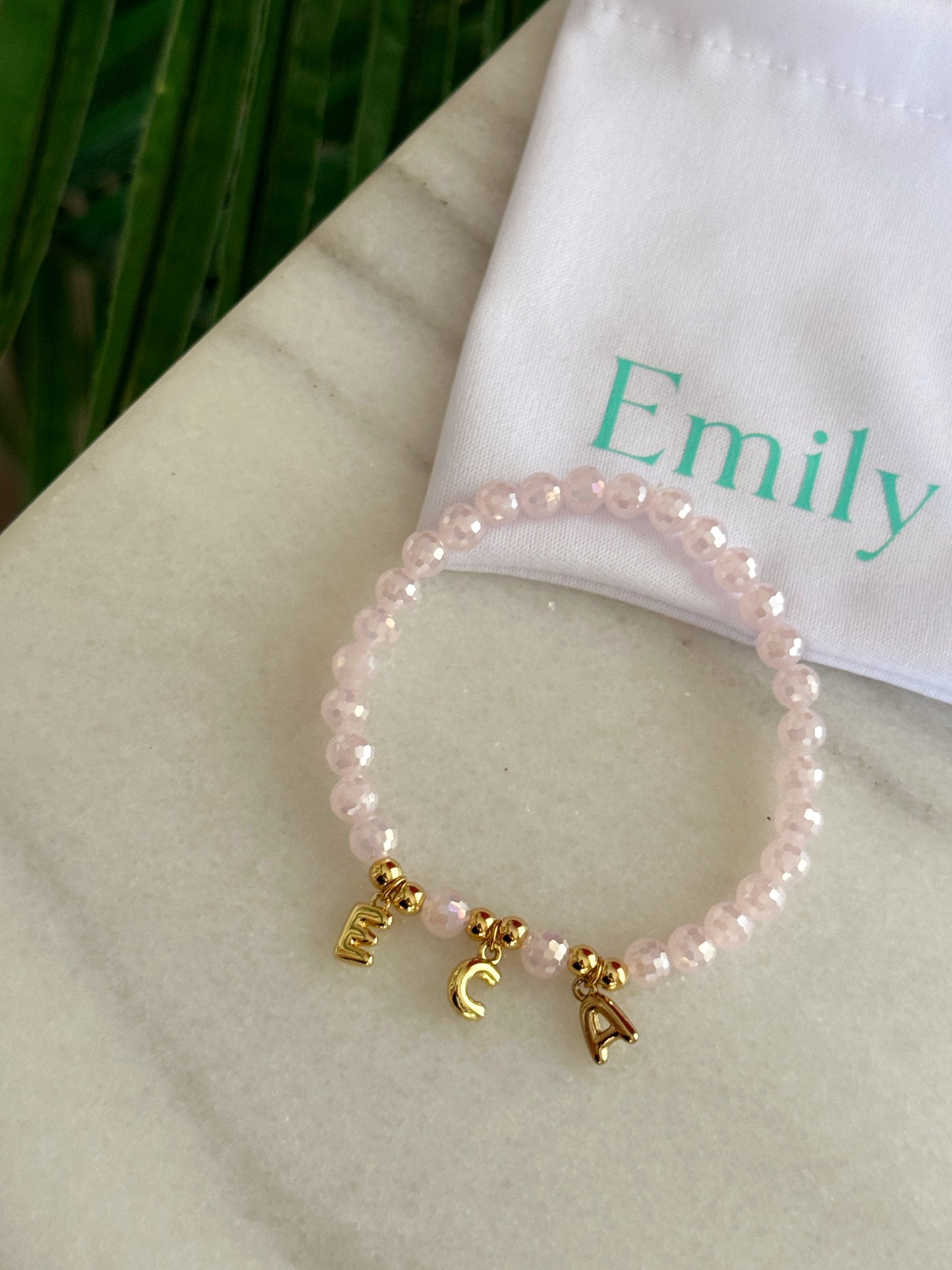 Pulsera cristales disco con inicial mini bubble