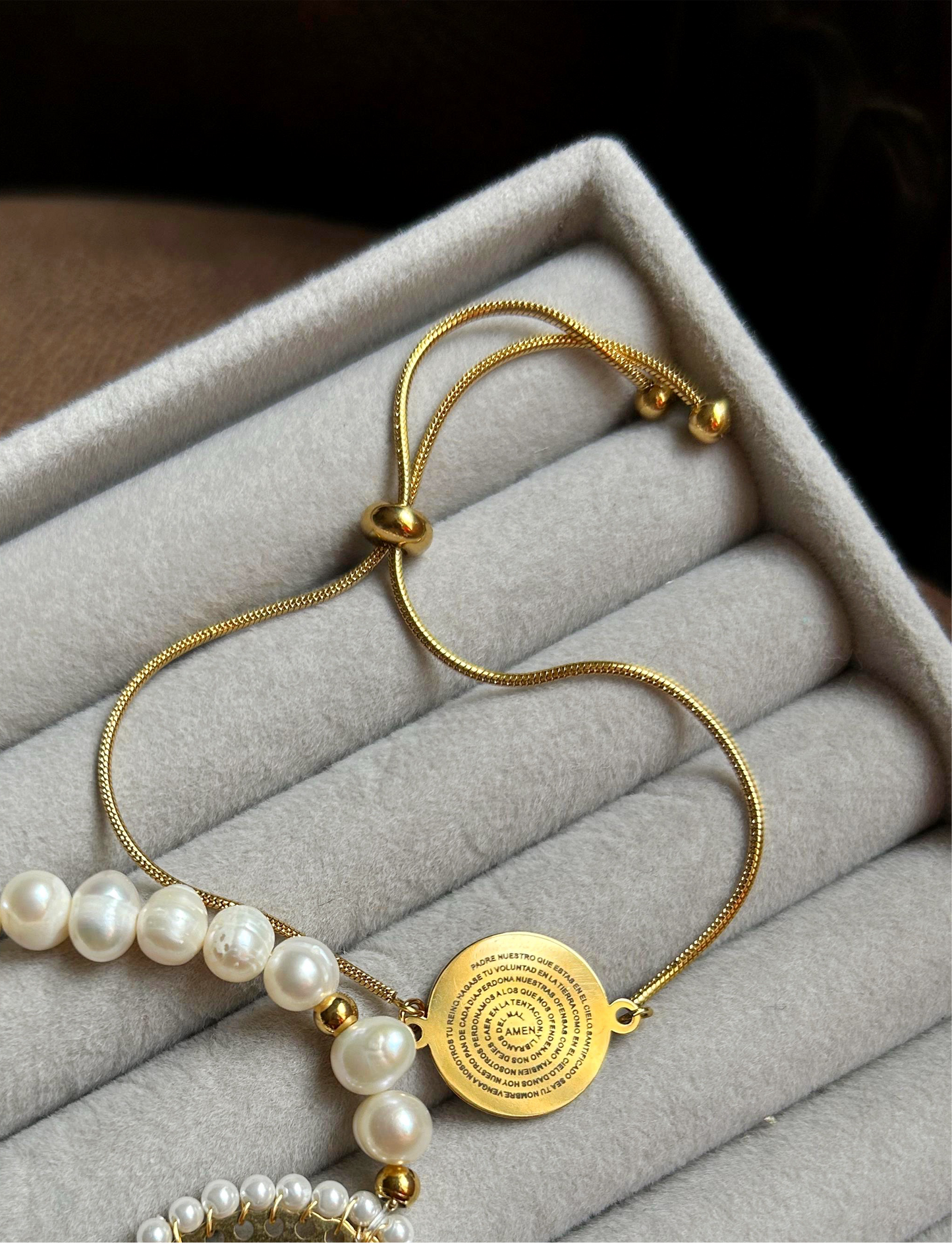 Pulsera snake acero medalla de Padre Nuestro