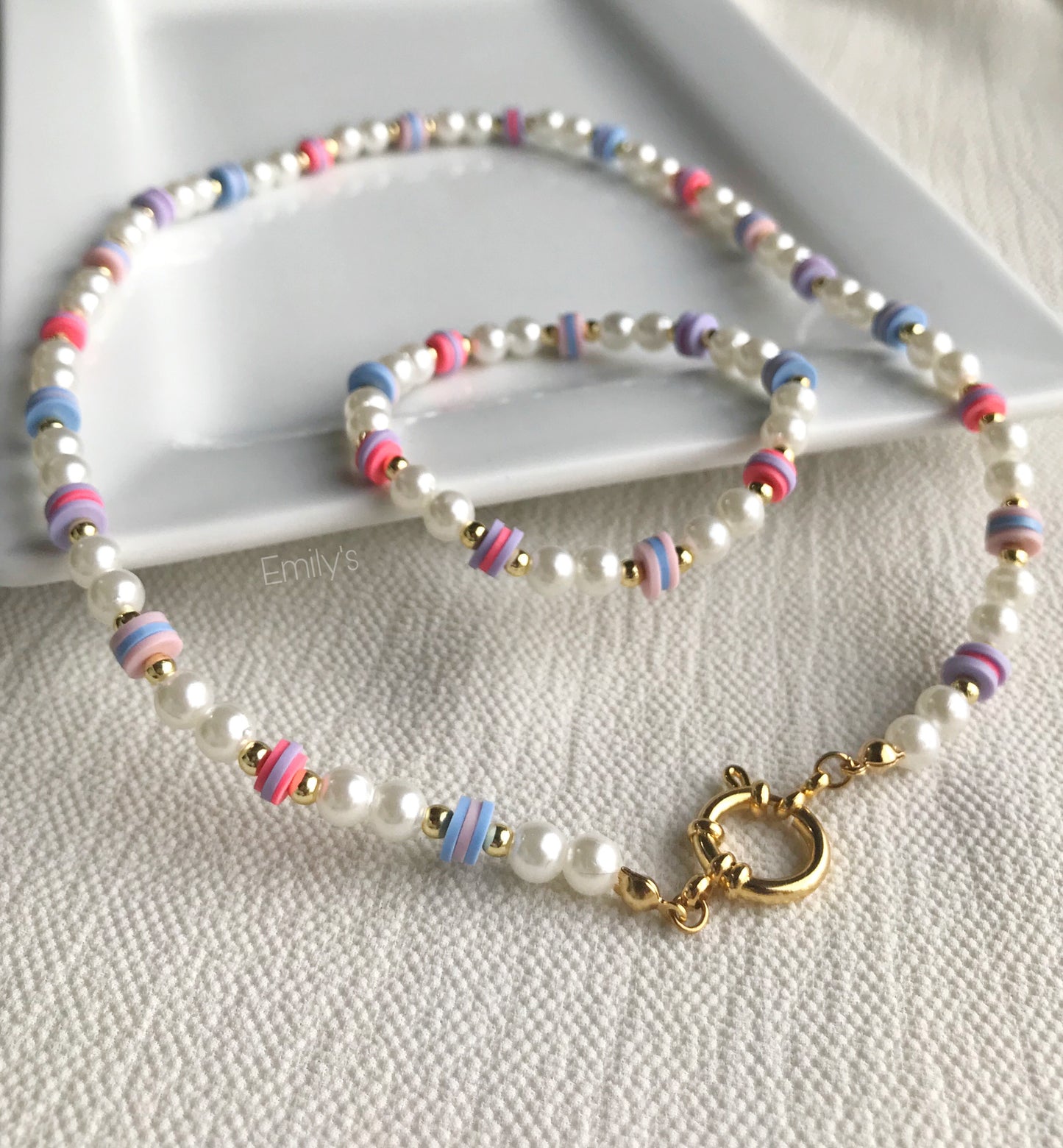Collar perlas shell & fimo