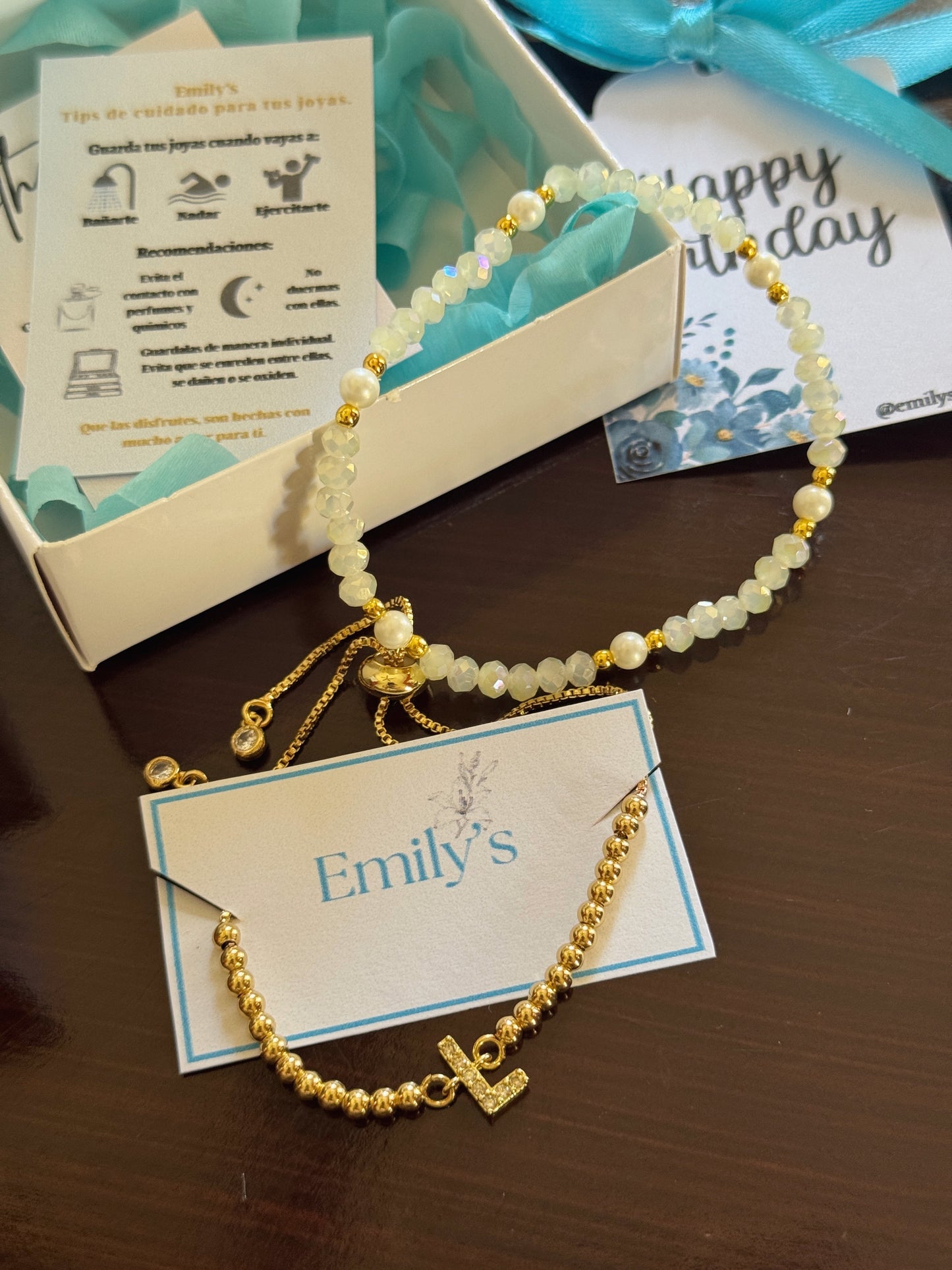 Duo inicial & pulsera de cristales