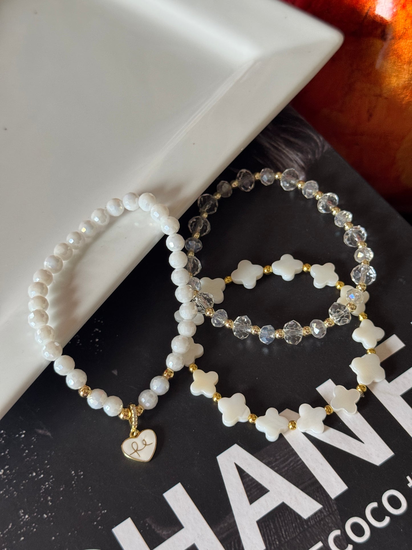 Pulsera cristales con corazón fe