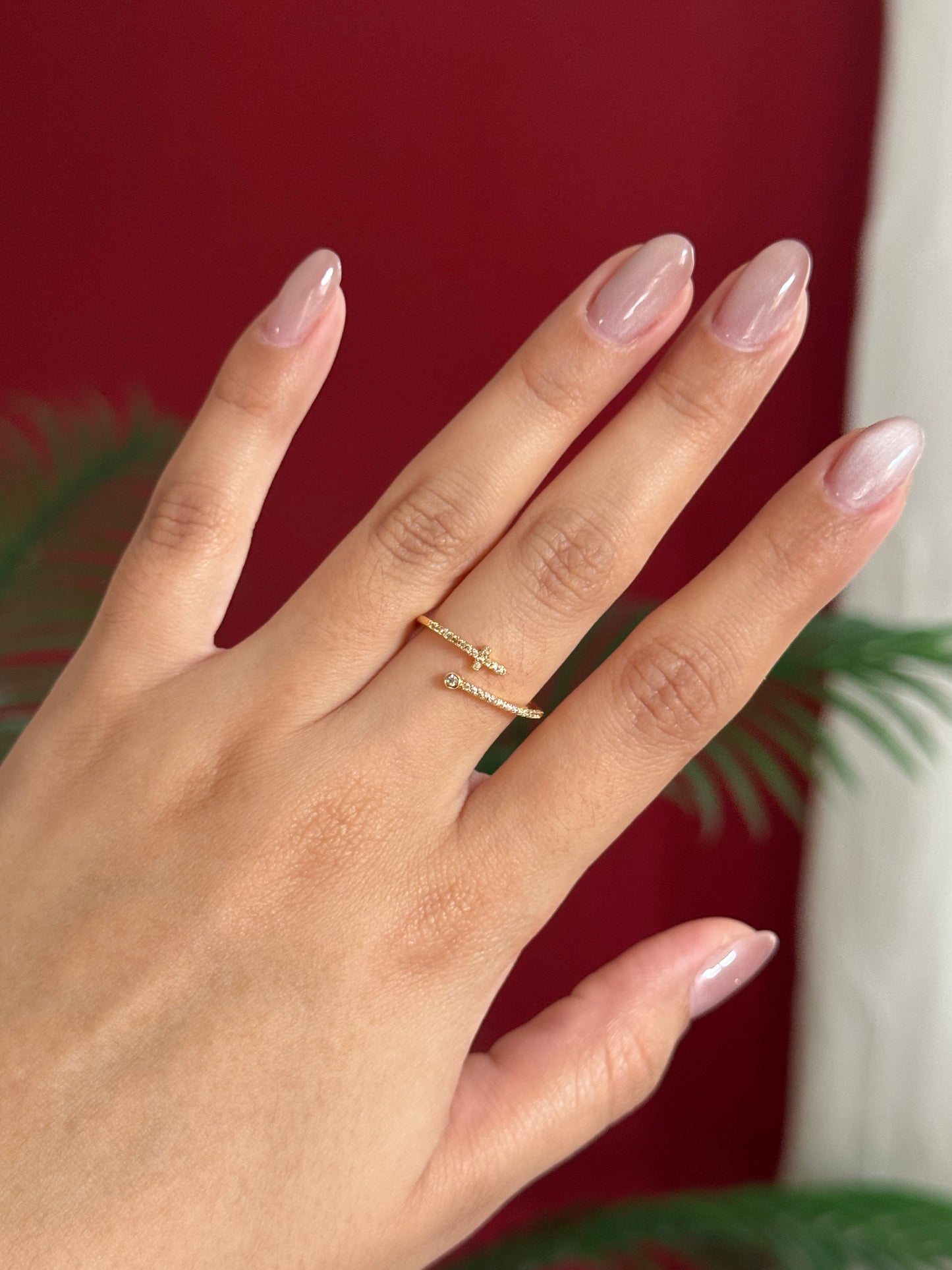 Anillo mini cruz zirconias