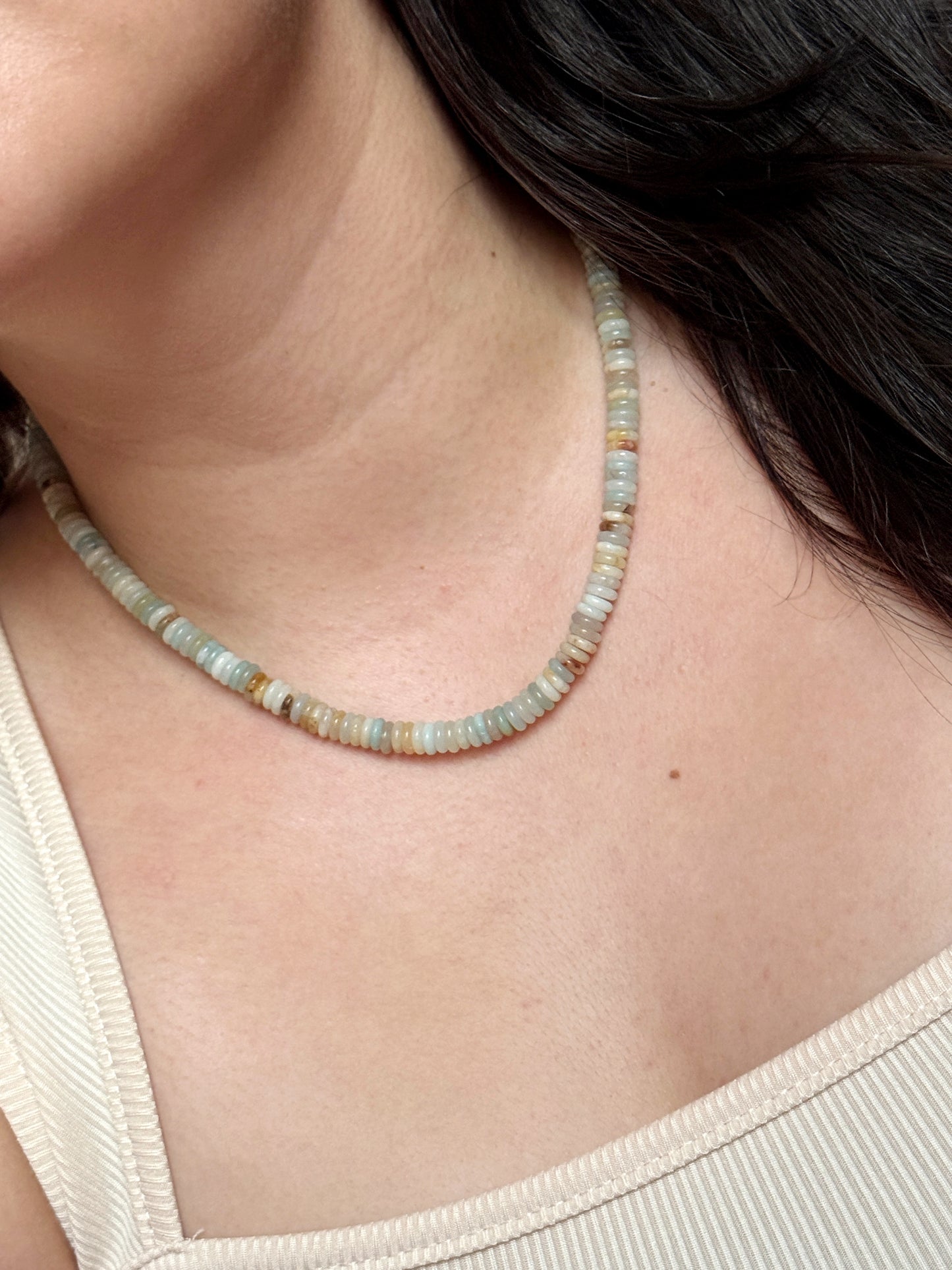 Collar discos naturales con corazón