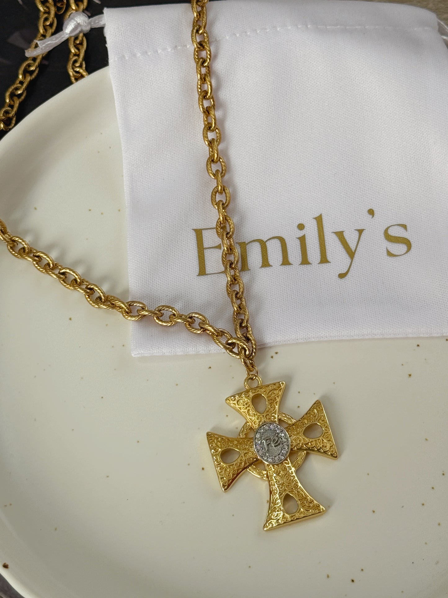 Cadena cruz XL con fe