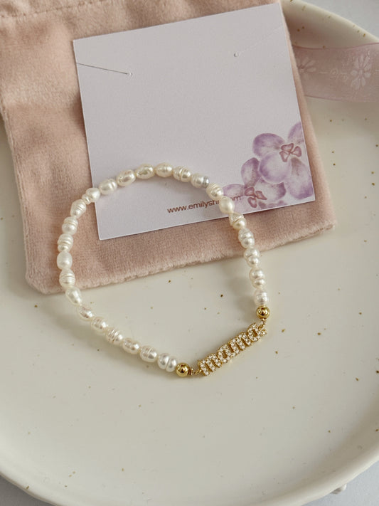 Pulsera perlas Mamá zirconias