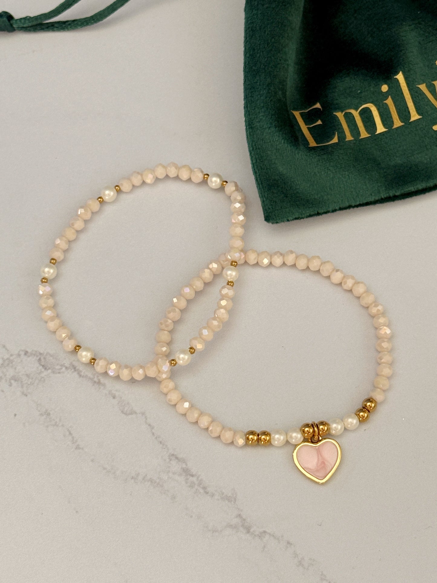 Dúo Corazón Rosa Pastel