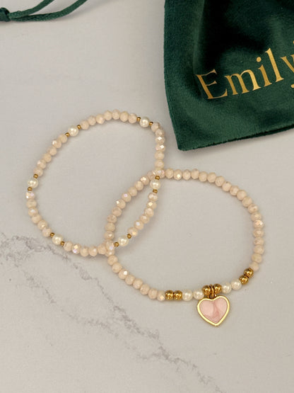 Dúo Corazón Rosa Pastel