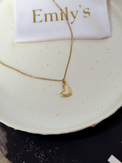 Cadena corazón blanco enamel