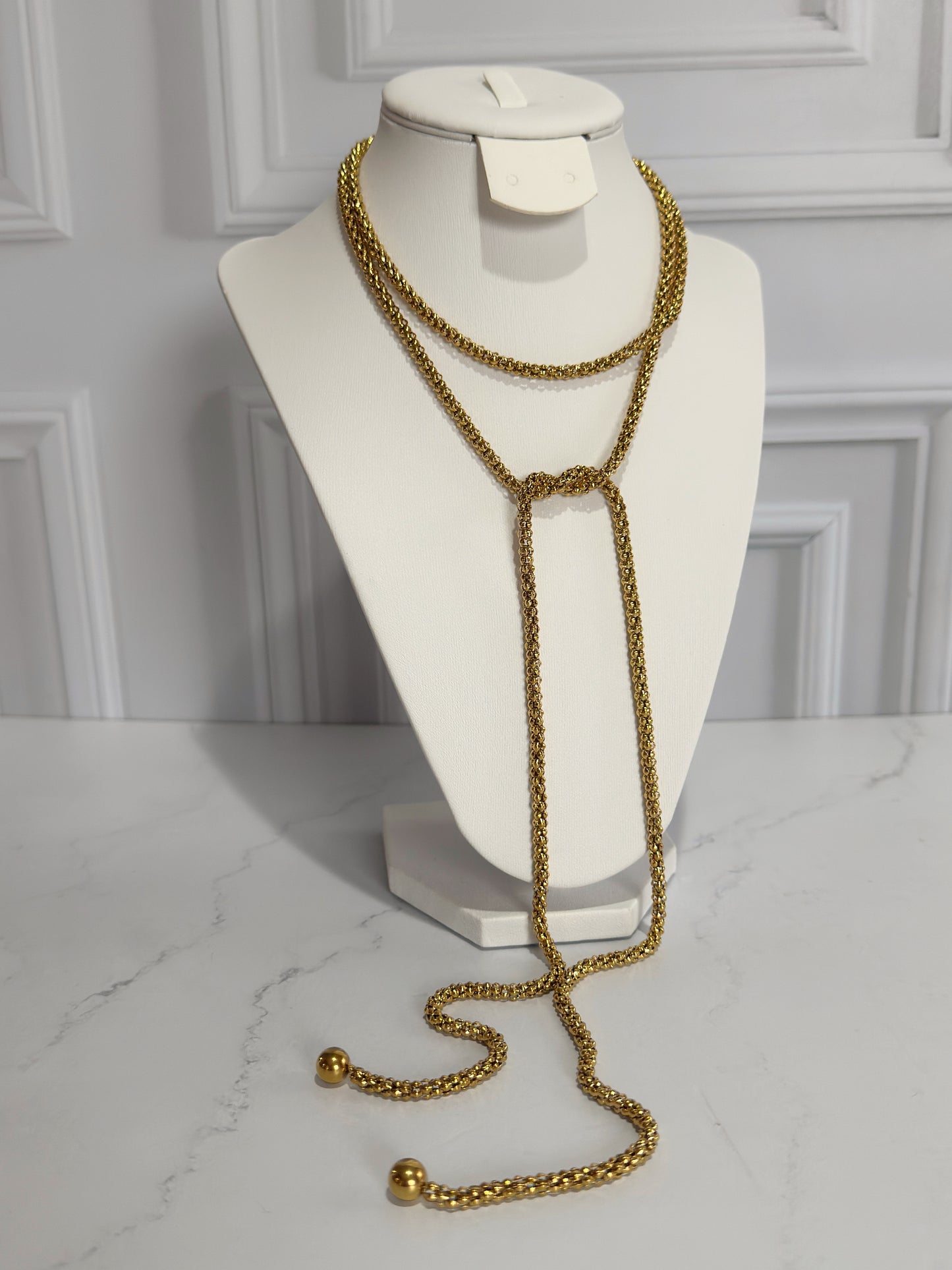 Collar largo tipo rope dorado