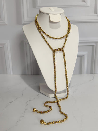 Collar largo tipo rope dorado