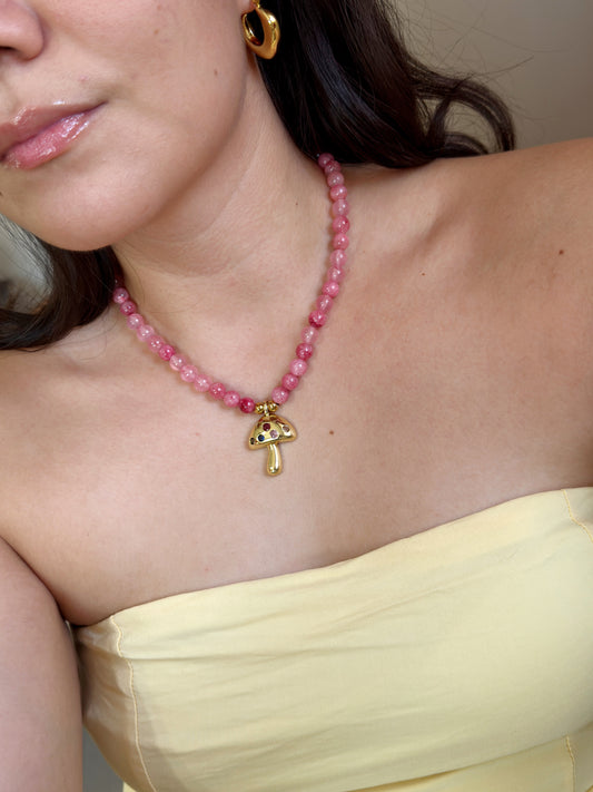 Collar agatas y hongo XL