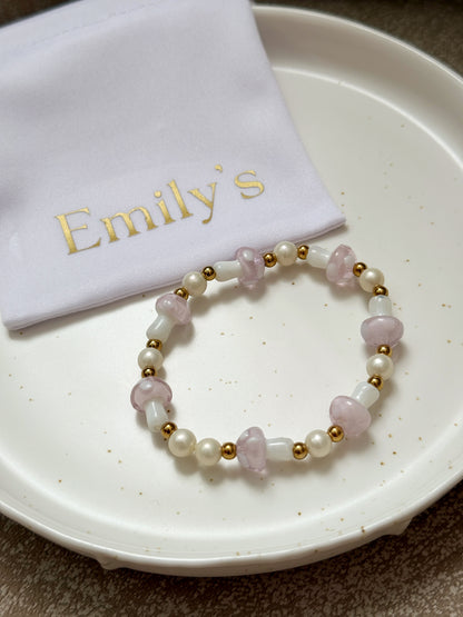 Pulsera honguitos rosados