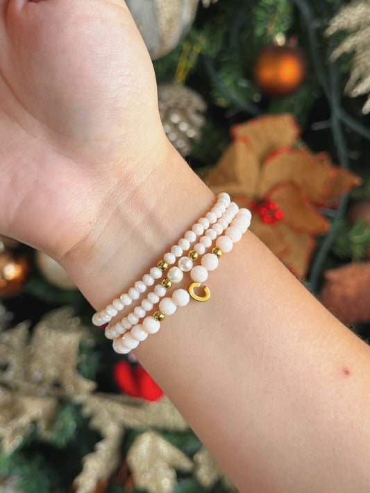 Set pulsera de cristales con inicial 3D