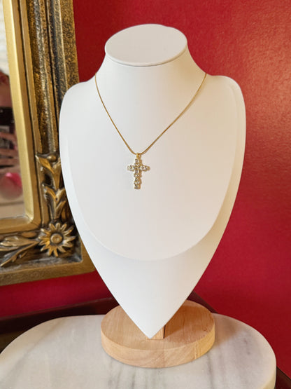 Cadena Cruz zirconias grande