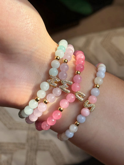 Pulseras piedra jade con inicial