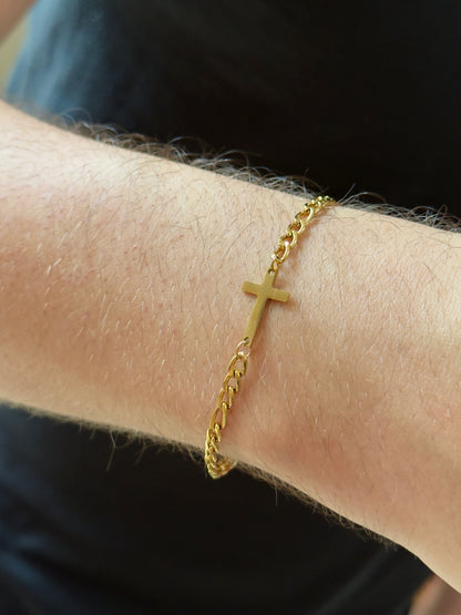 Pulsera con cruz plana
