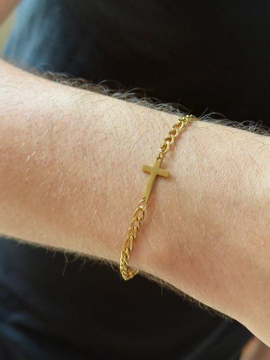 Pulsera con cruz plana