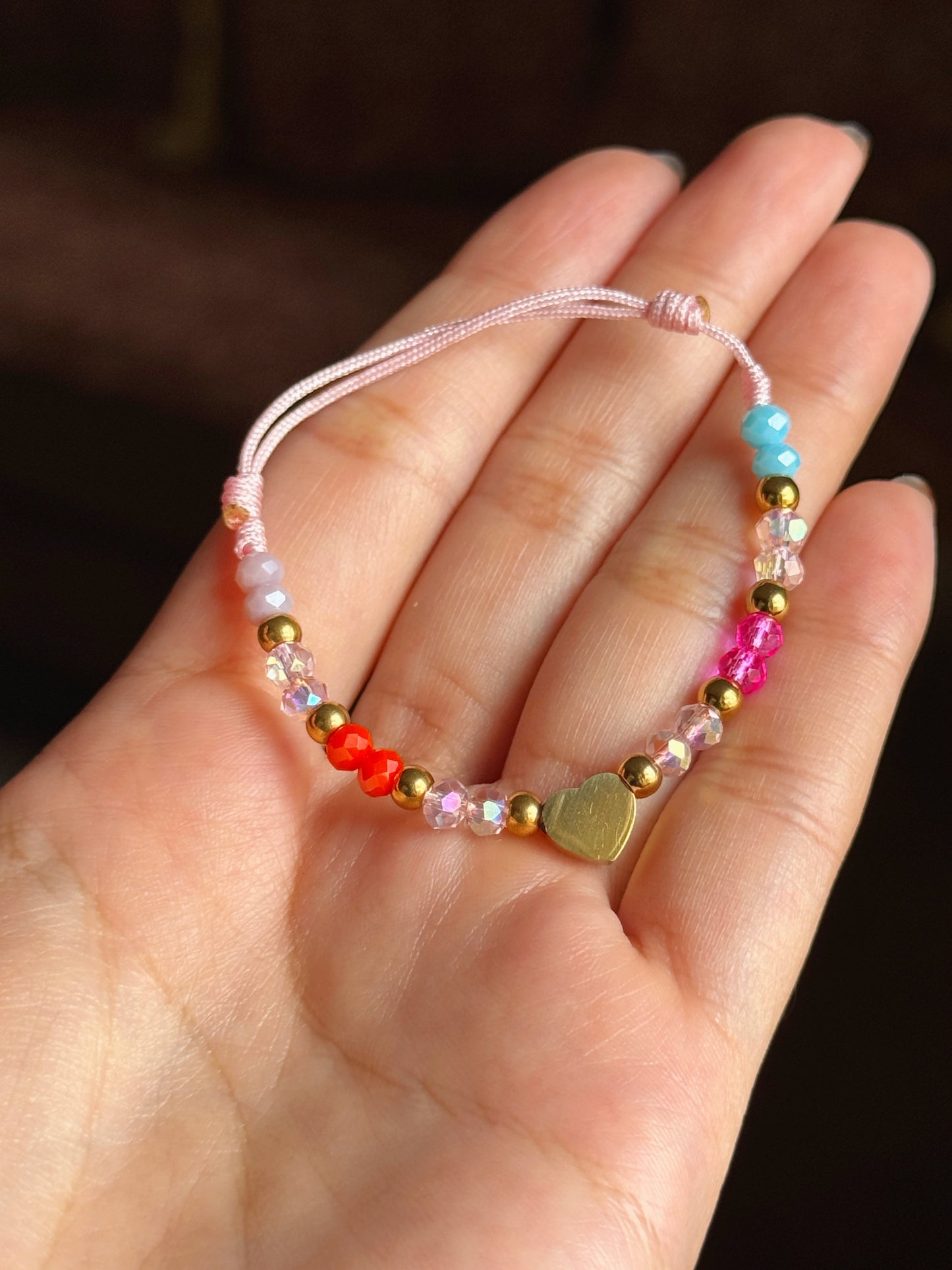 Pulsera cristales y corazón 3D