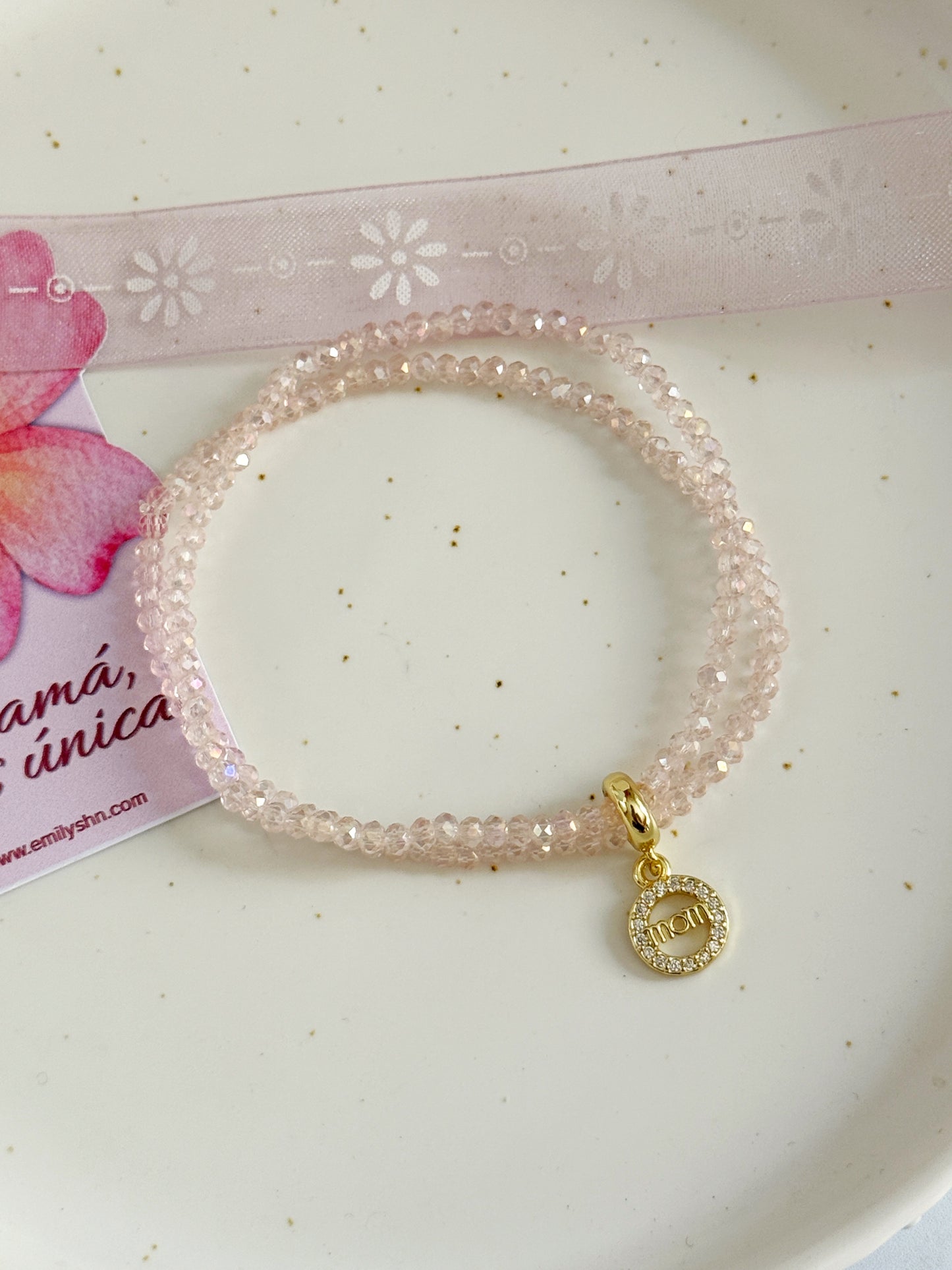 Pulsera doble con charm Mom