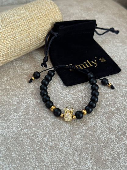 Ónix mate con corona dorada