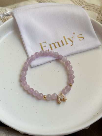 Pulseras piedra jade con inicial