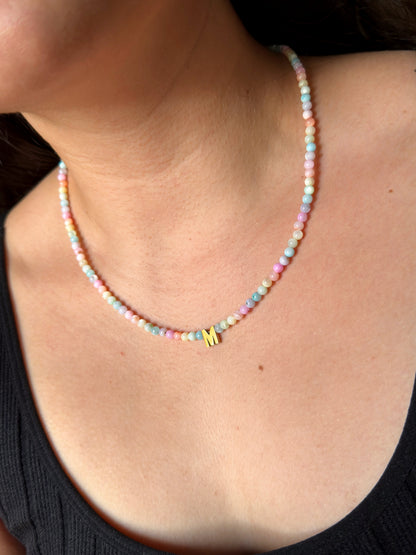 Collar ágatas con inicial mini