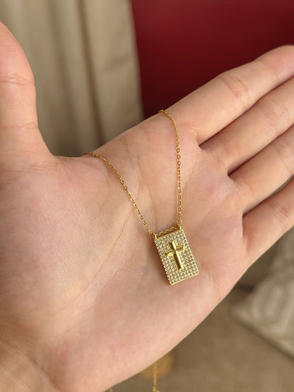 Cadena medalla de Cruz zirconias