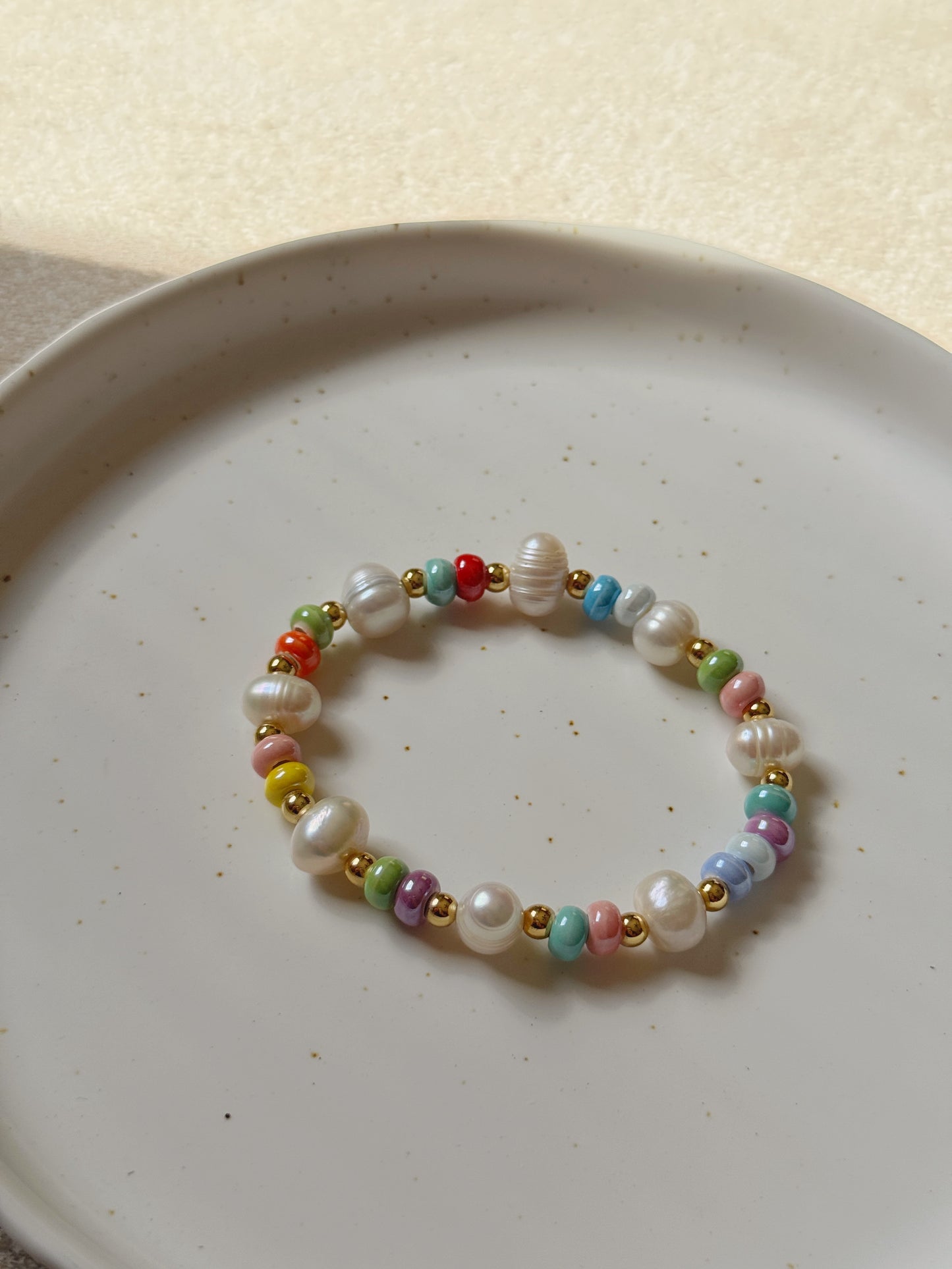 Pulsera perlas, donas de colores y Fiori