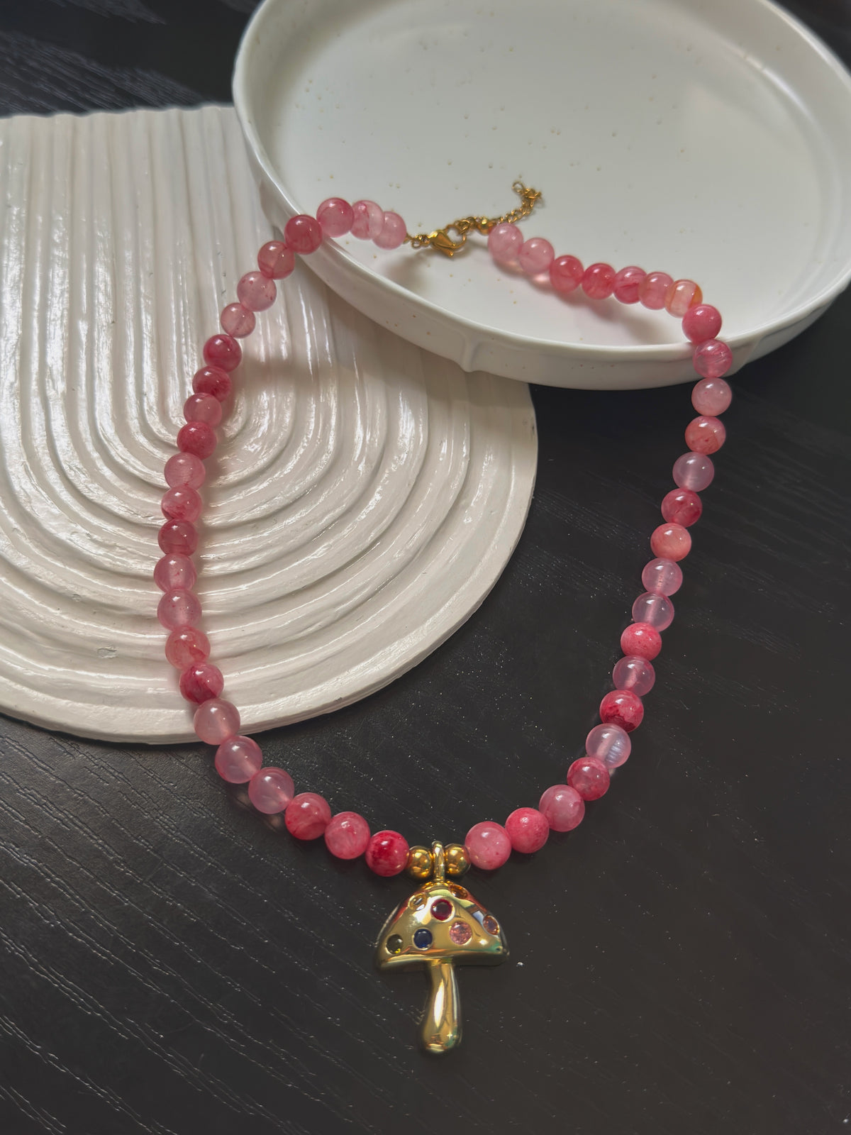 Collar agatas y hongo XL