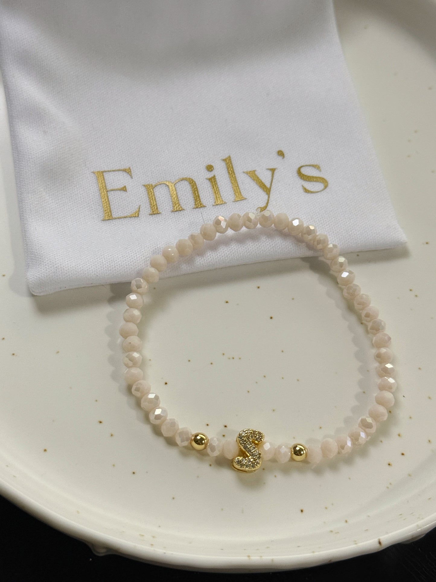 Pulsera cristales con inicial mini bubble zirconias