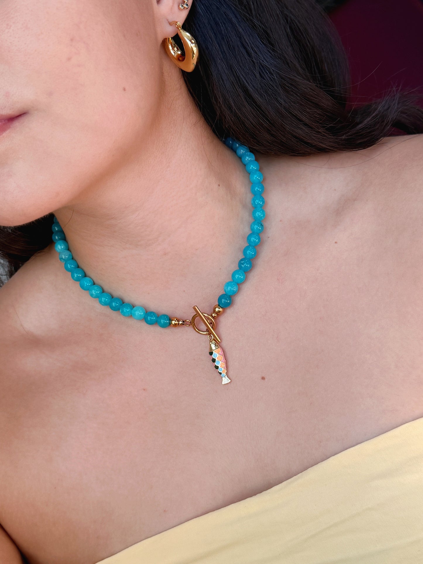 Collar Jade & pez multicolor