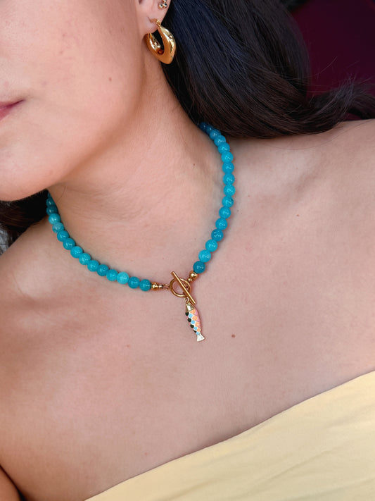 Collar Jade & pez multicolor