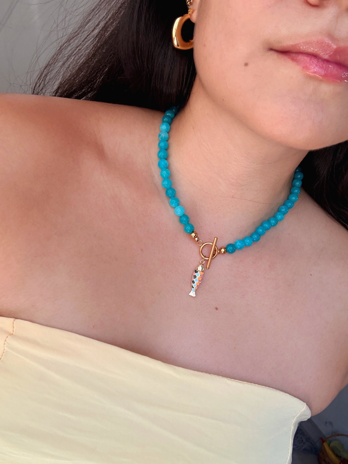 Collar Jade & pez multicolor