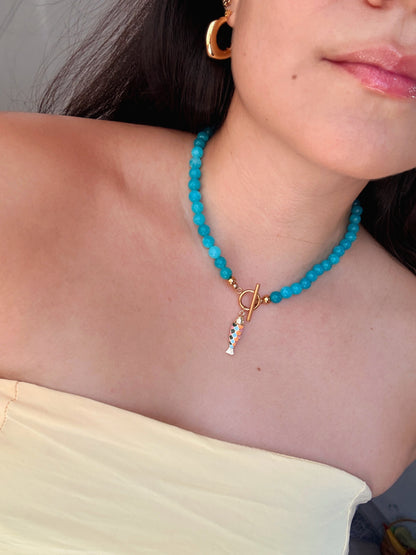 Collar Jade & pez multicolor