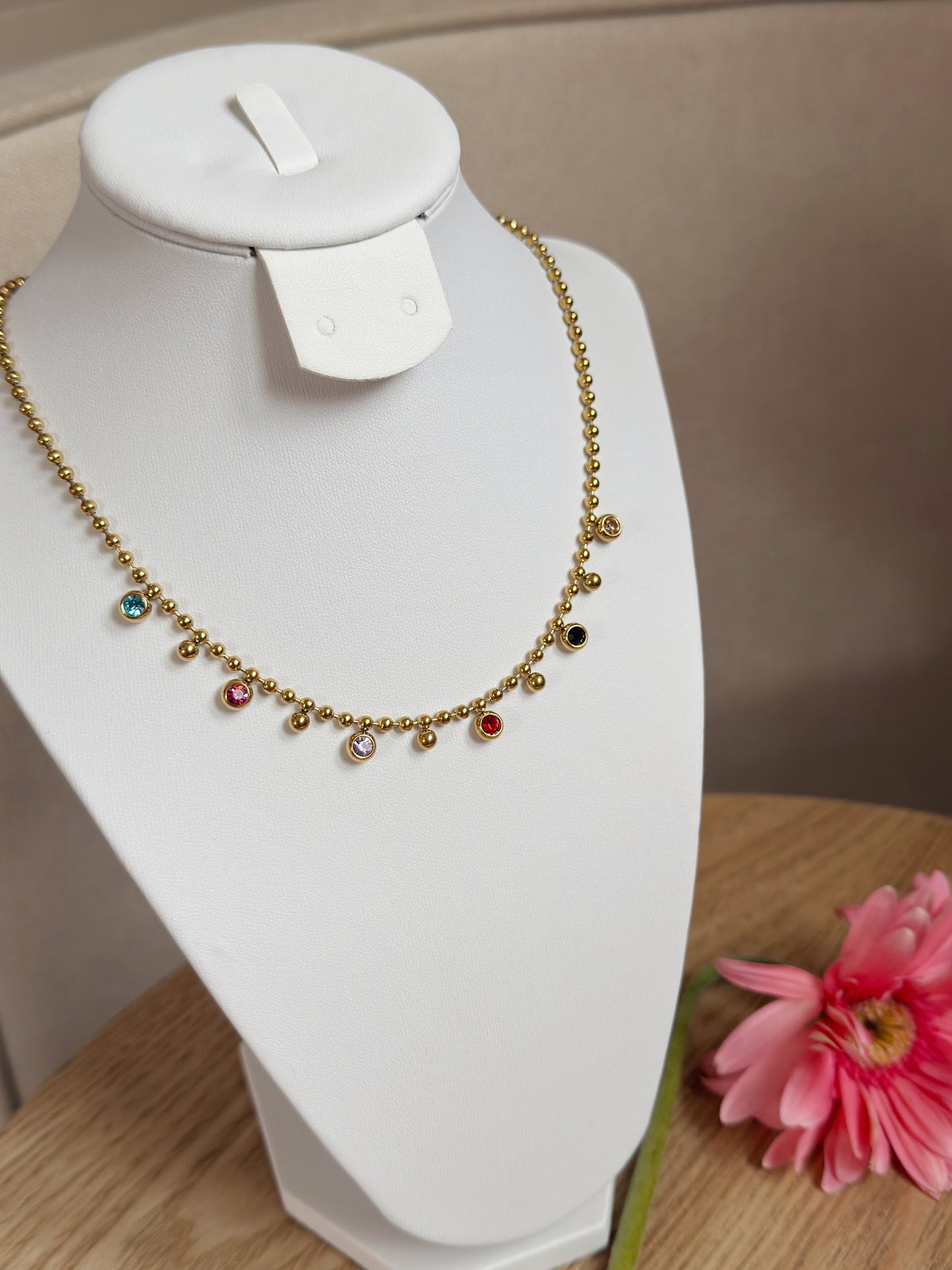 Cadena con zirconias multicolor