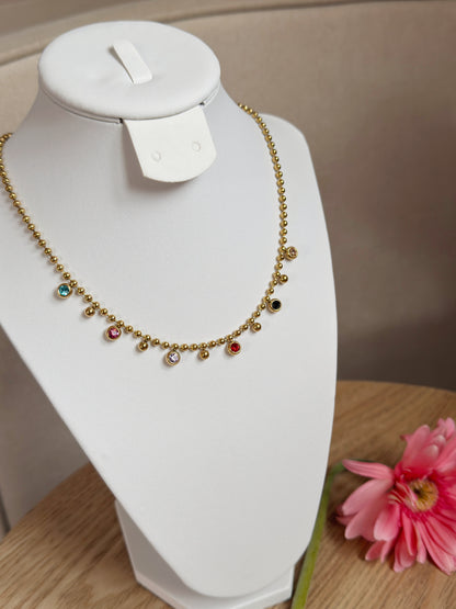 Cadena con zirconias multicolor