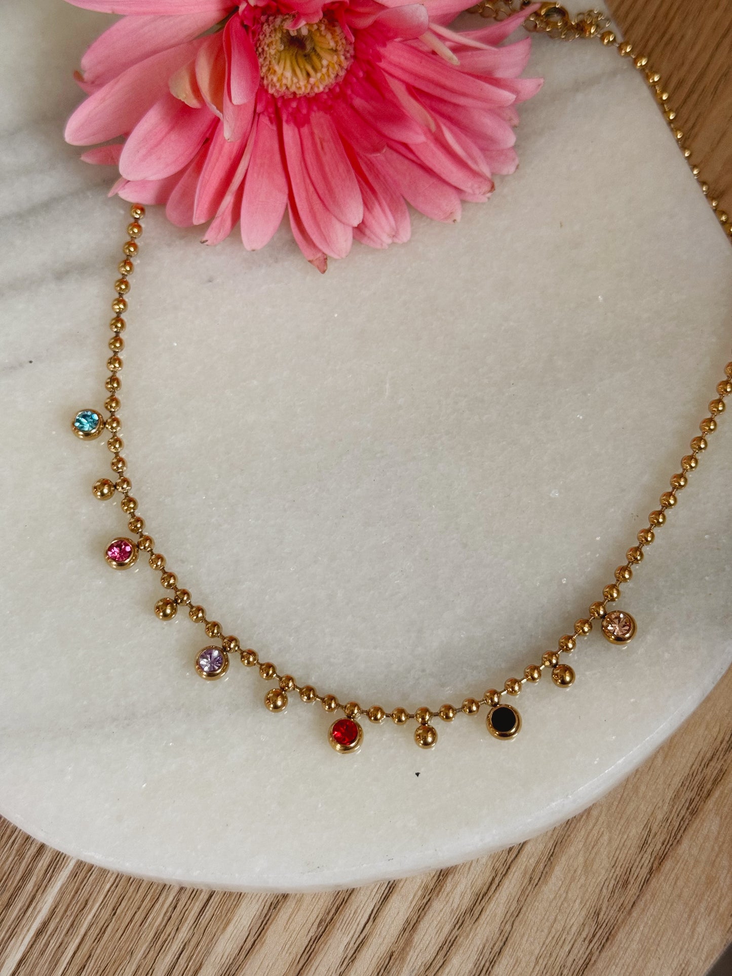 Cadena con zirconias multicolor