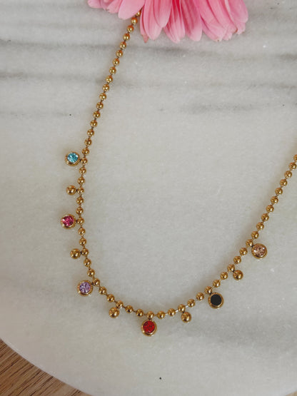 Cadena con zirconias multicolor