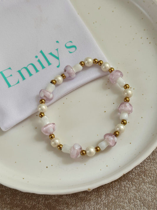 Pulsera honguitos rosados