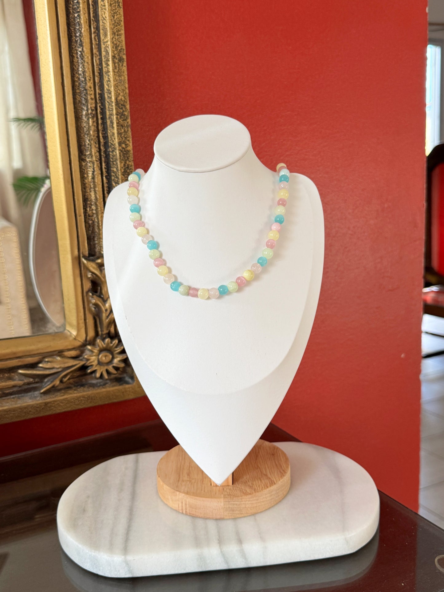 Collar piedra ágata multicolor grande