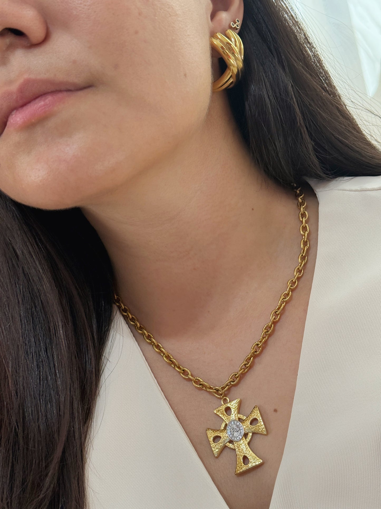 Cadena cruz XL con fe