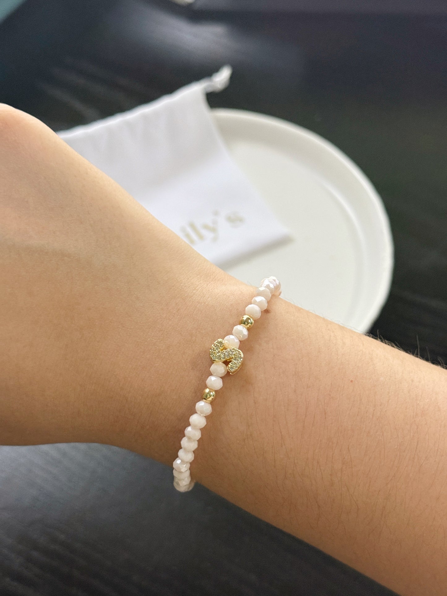Pulsera cristales con inicial mini bubble zirconias