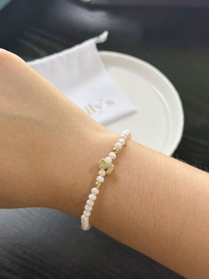 Pulsera cristales con inicial mini bubble zirconias