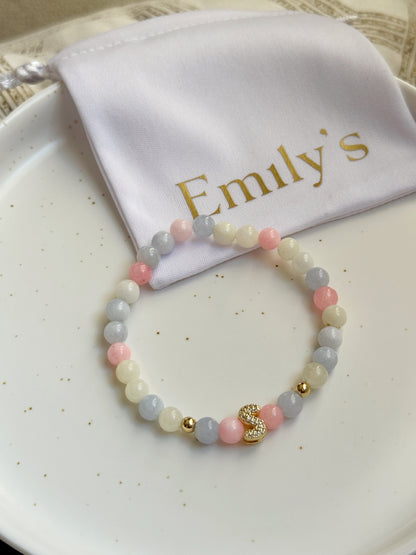 Pulseras piedra jade con inicial